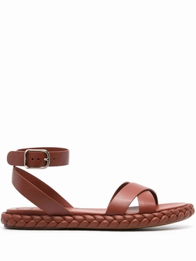 Slingback Flat Shoes crossover leather sandals