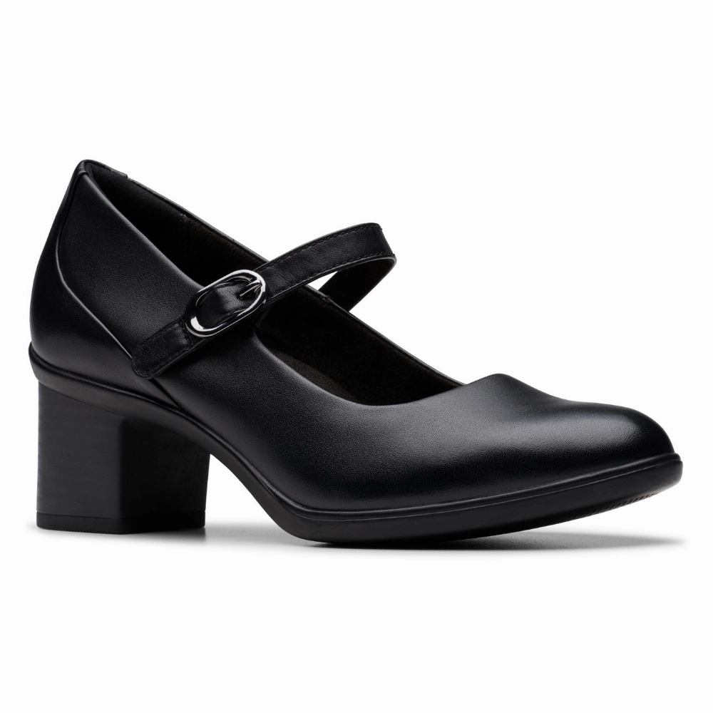 Clarks Shaya Jane Black Leather Heel (Women's) Semi Formal Dress Shoes
