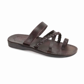 Sophia - Leather Braided Flat Sandal | Brown Mexican Sandals