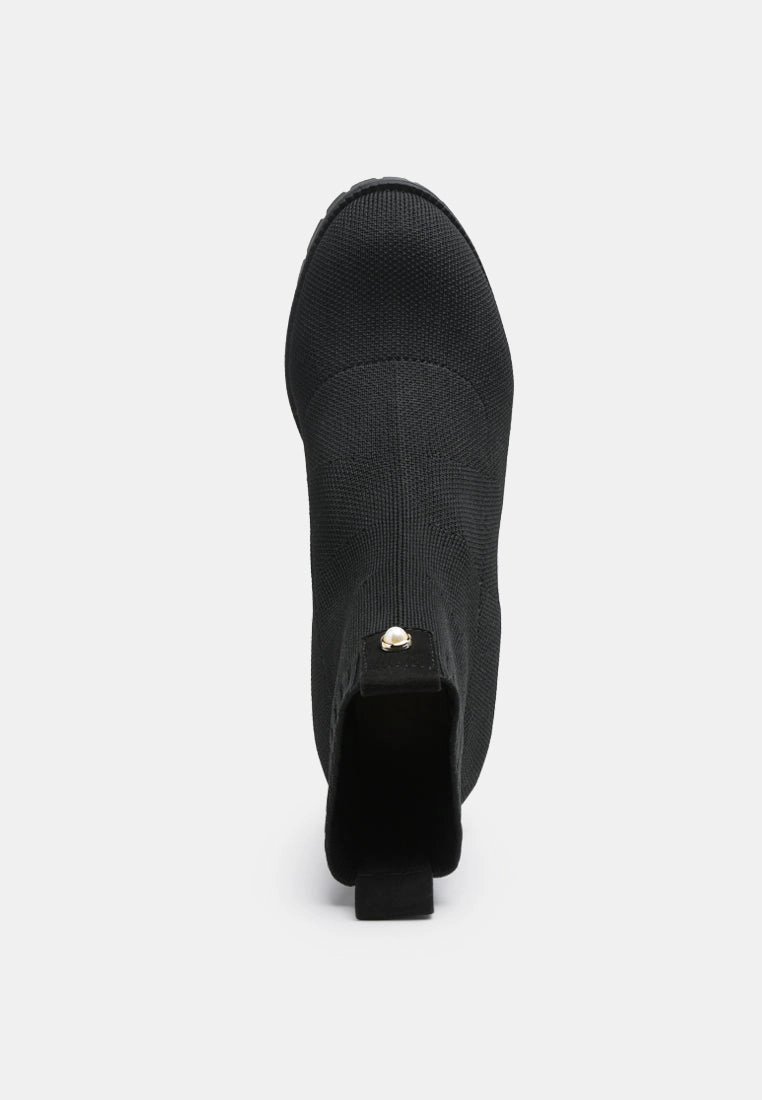 Cowgirl Boots For Big Calves medusa knitted block heel ankle boots