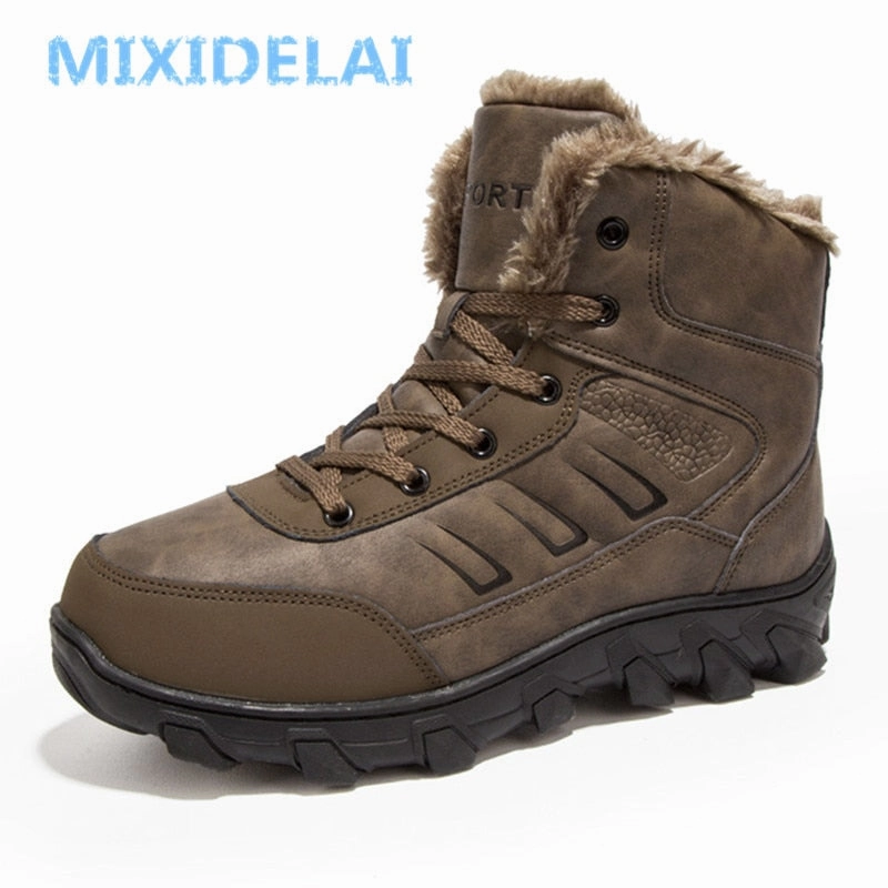 MIXIDELAI 2019 New Men Boots Winter Outdoor Sneakers Mens Snow Boots keep Warm Plush Boots Plush Ankle Snow Work Casual Shoes Safety Toe Military Boots
