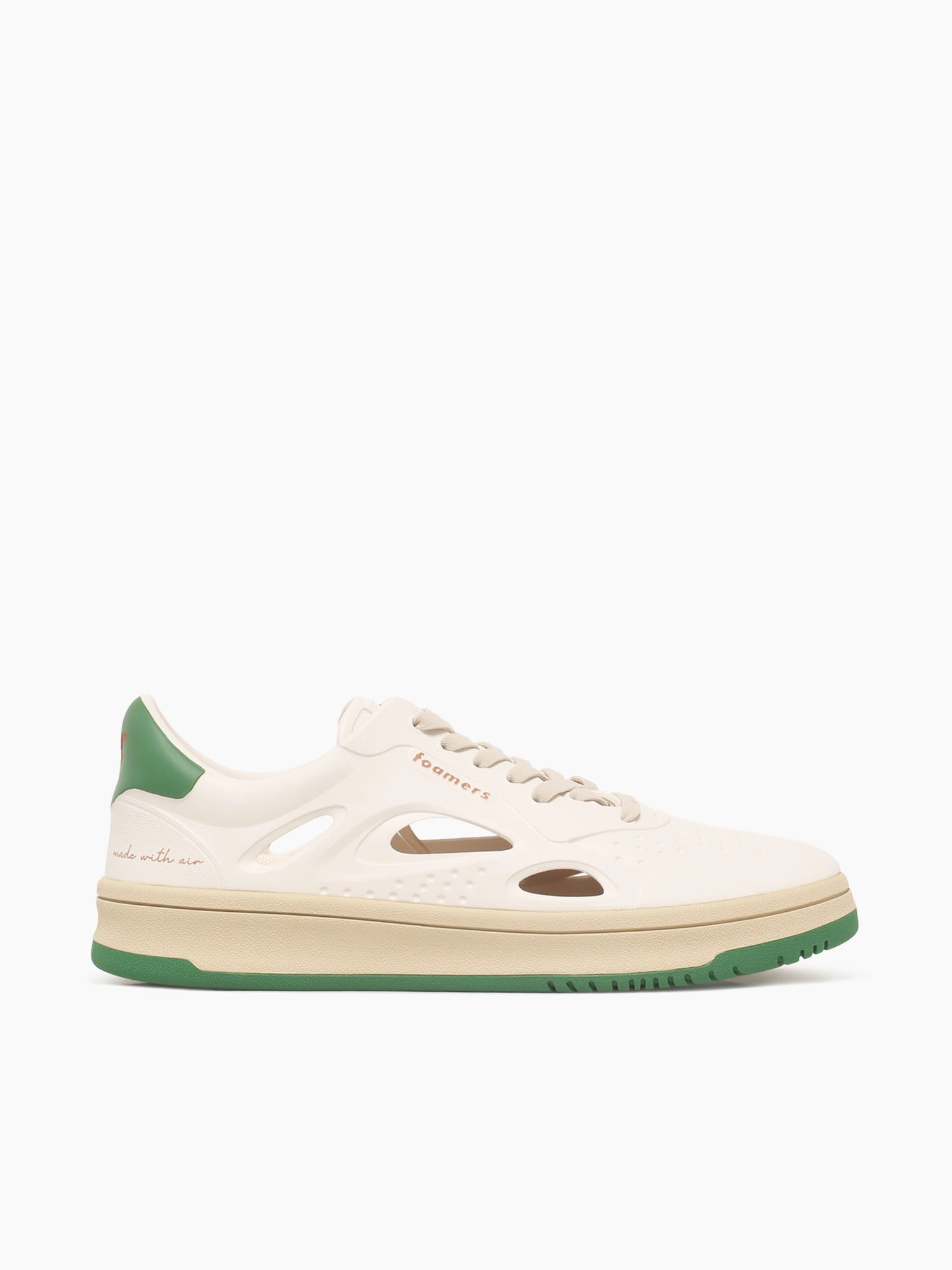 F2 F2 005 Off White Green eva Flat Platform Derby Shoes