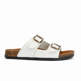 Arizona White Natural Leather Slippers Grounding Slippers