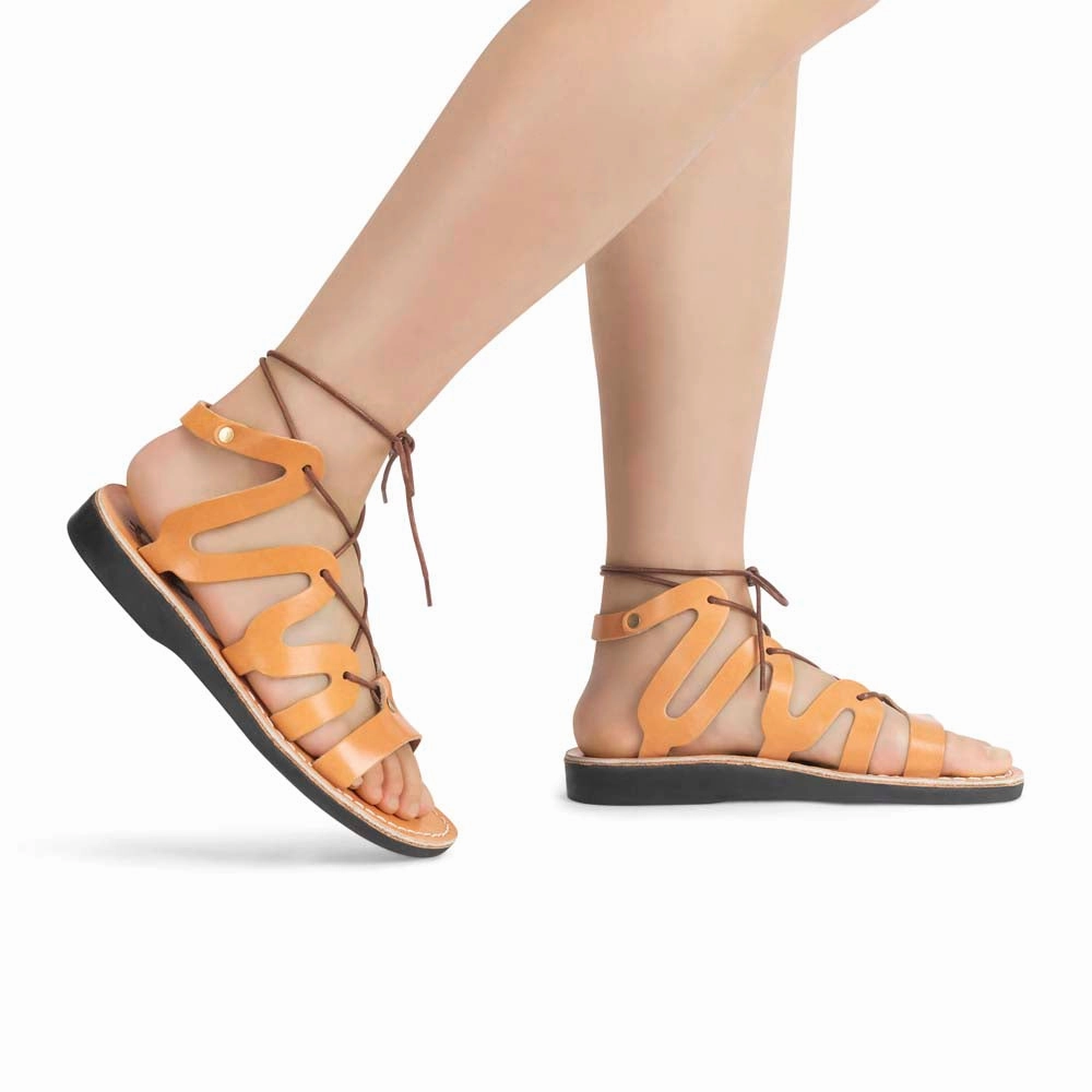 Emma - Leather Lace Up Sandal | Tan Hiking Sport Sandals