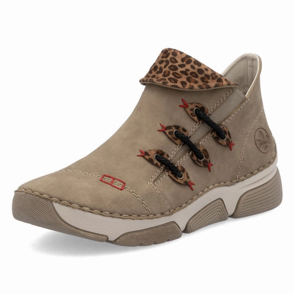 Rieker Angela 83 Fango/Leo/Nuss Bootie (Women's) Boots On The Ground Line Dance Competition