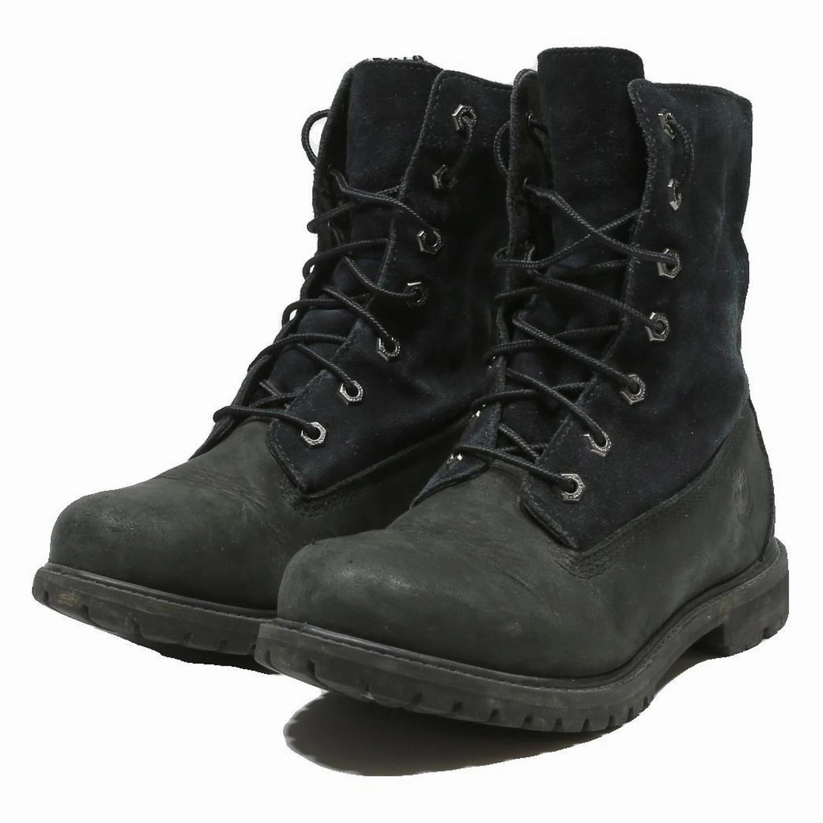 TIMBERLAND Womens Lace-Up Black Leather Boots UK 6.5 Rugged Durable Winter Best Waterproof Hiking Boots