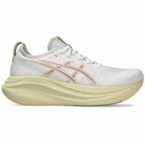 Men's Asics Gel-Nimbus 27, White/Fawn, 11 D Medium Asics All Weather Running Shoes