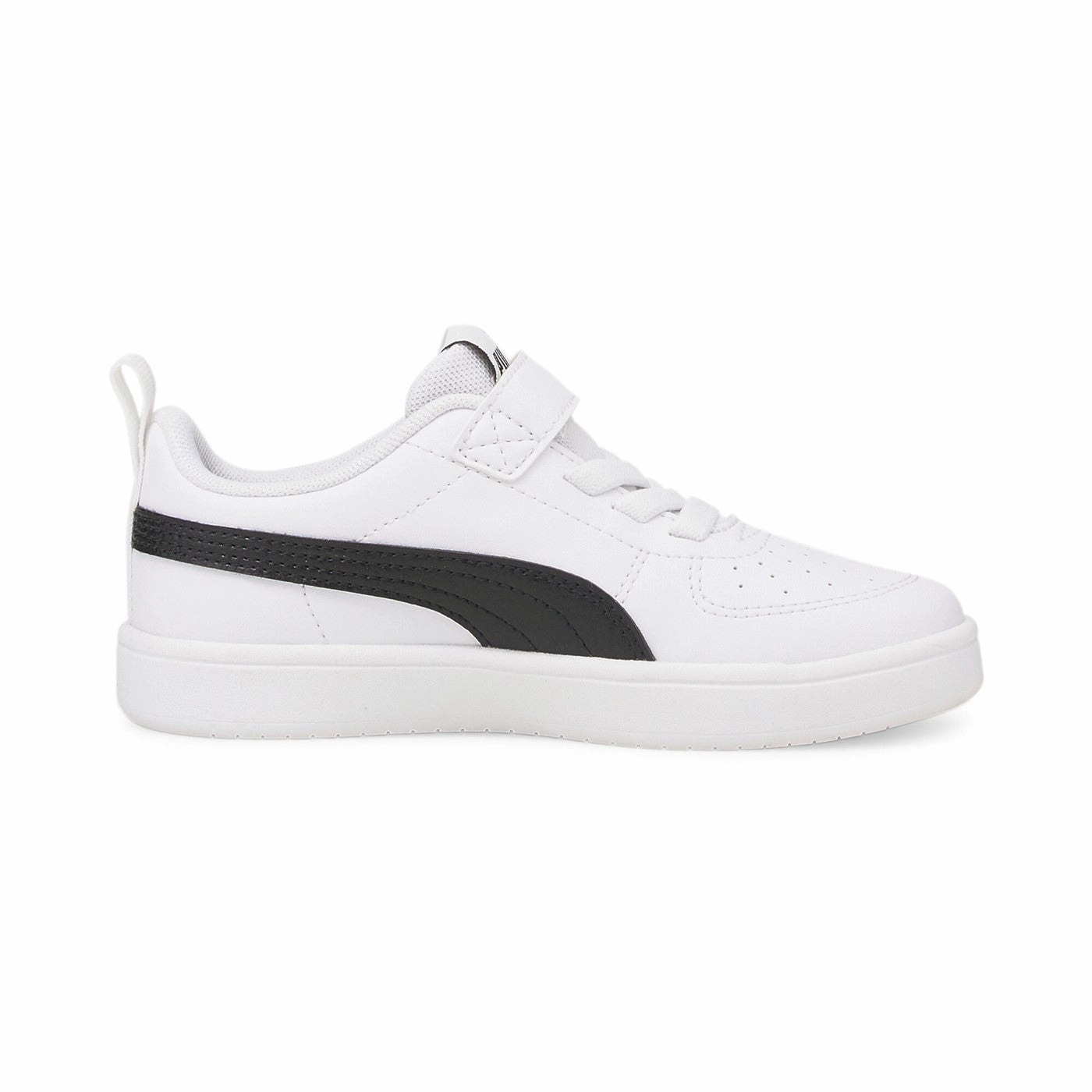 Puma Sneakers da ragazzo con laccio elastico e velcro Rickie AC 385836 03 white-black Sneakers For Wide Feet