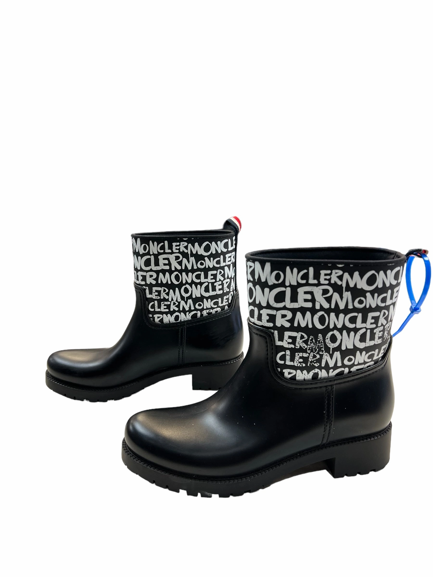 Boots Luxury Designer By Moncler RUBBER RAIN BOOTS Size: EU 40 Stretch Boots