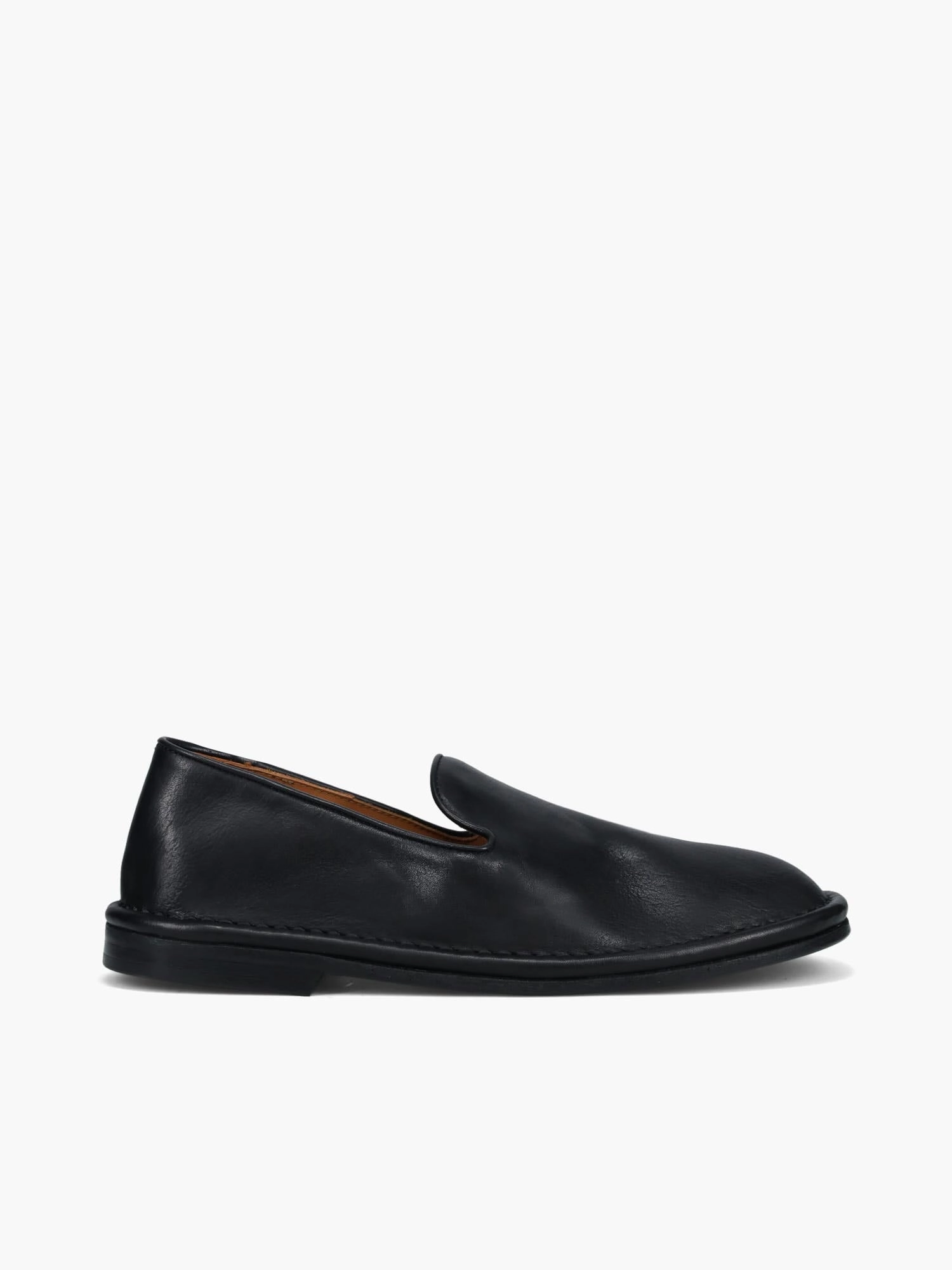 Ercole Nero Leather Flat Ballerina Shoes With Ankle Strap