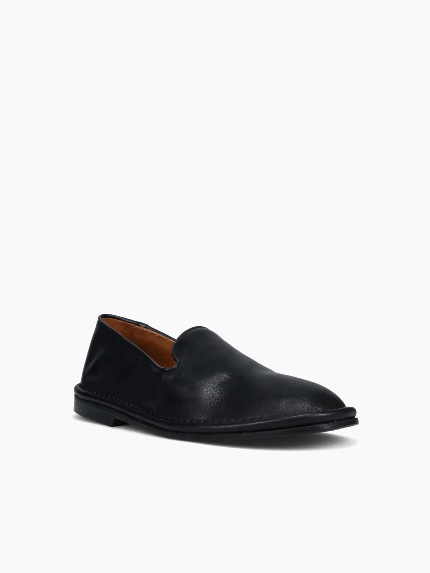 Ercole Nero Leather Maxi Dress Flat Shoes