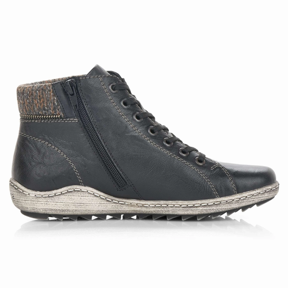 Vegan Winter Boots Remonte Liv 73 Black/Graphit Leather Boot (Women's)