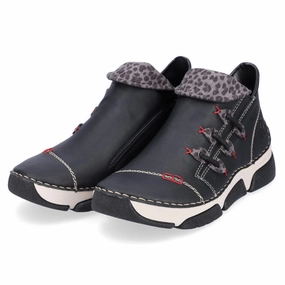 Kids Cowgirl Boots Rieker Angela 83 Black/Leo/Grey Bootie (Women's)