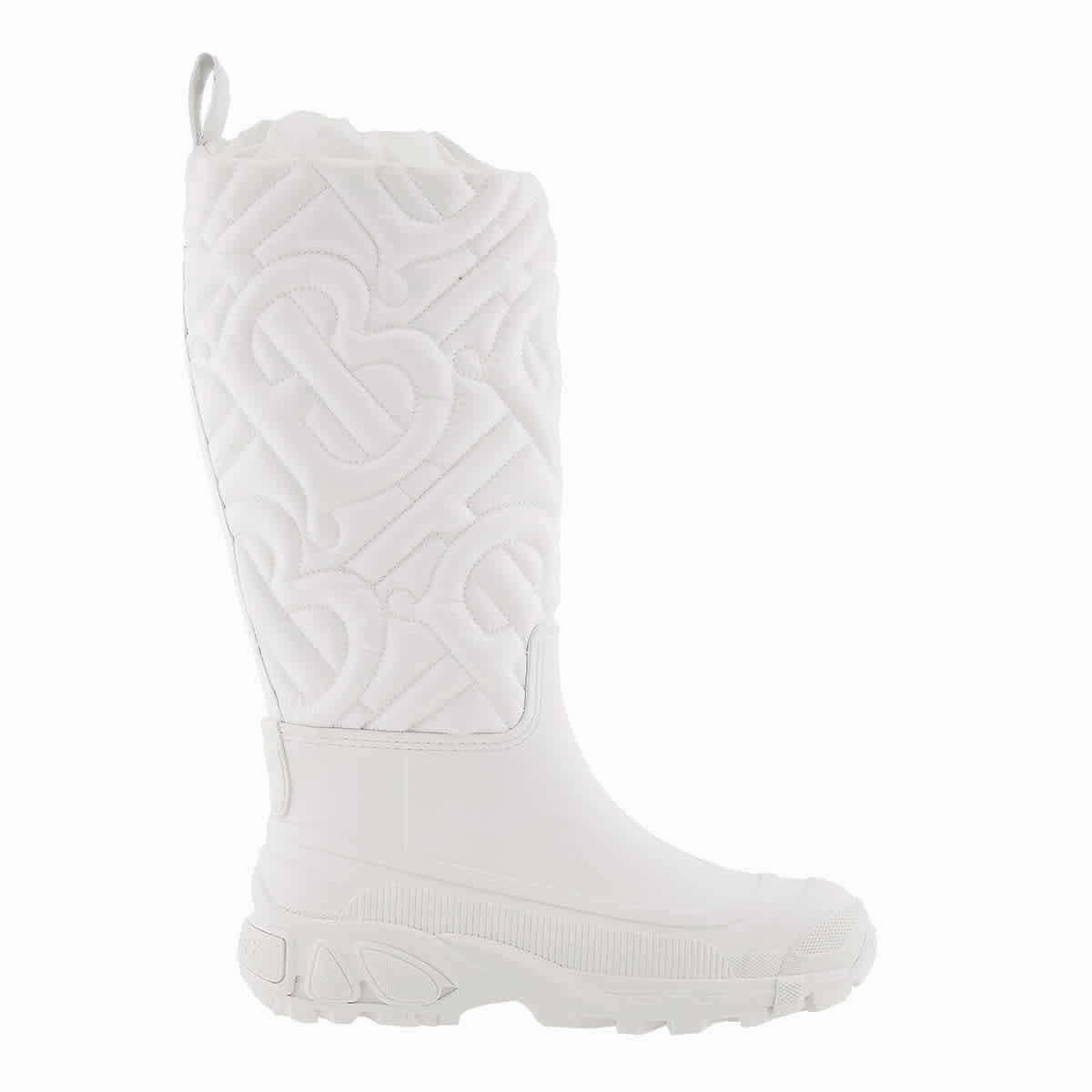 Burberry Optic White Rotherfield Quilted Monogram Rain Boots Photos Of Cowboy Boots