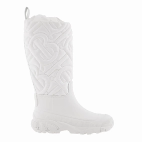 Burberry Optic White Rotherfield Quilted Monogram Rain Boots Work Boots Nearby