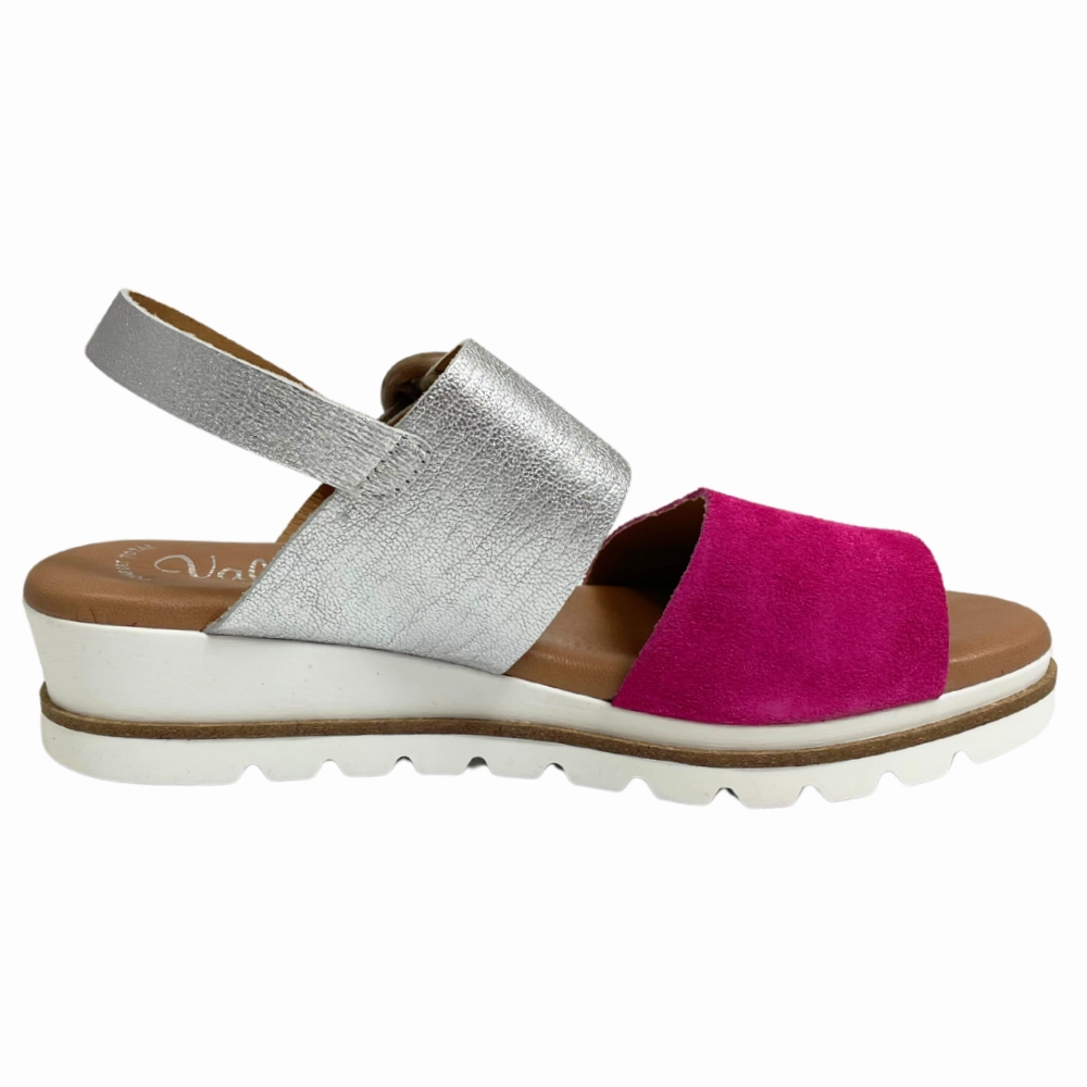 Valeria's Kellyjo Plata Silver Soft Leather Sandal (Women's) Medium Heel Platform Sandals