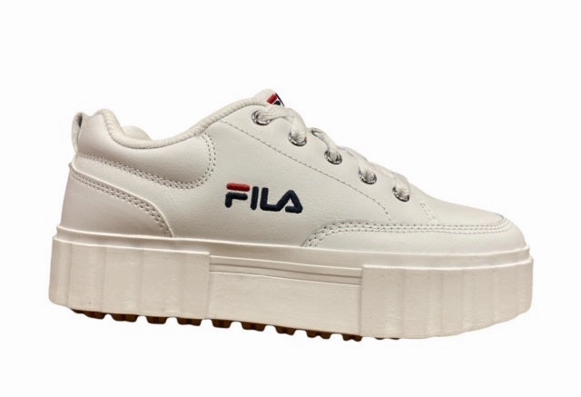 R13 Sneakers Fila scarpa sneakers in pelle con zeppa da donna Sandblast  1011035.1FG bianco