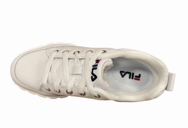 Fila scarpa sneakers in pelle con zeppa da donna Sandblast  1011035.1FG bianco Best Sneakers For Standing And Walking