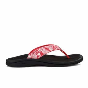 Straw Platform Sandals Olukai Women's Ohana Coral / Lehua Flower / Onyx