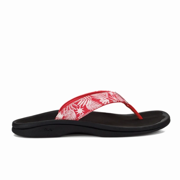 Olukai Women's Ohana Coral / Lehua Flower / Onyx Sandals For Neuropathy