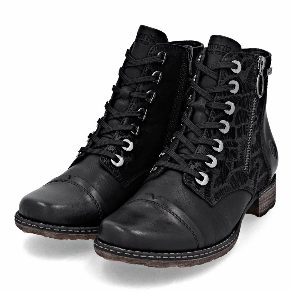 Remonte Chandra 82 Black Bootie (Women's) Chunky Knee High Boots