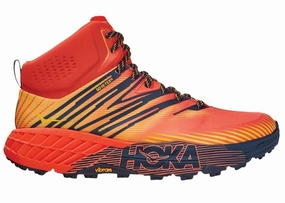 Men's Hoka Speedgoat Mid GTX 2, Mandarin Red/Gold Fusion, 11 D Medium Youth