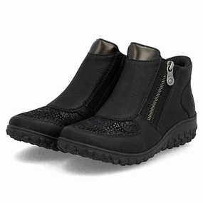 Cowgirl In Boots Rieker Bronia 58 Black Leather Bootie (Women's)