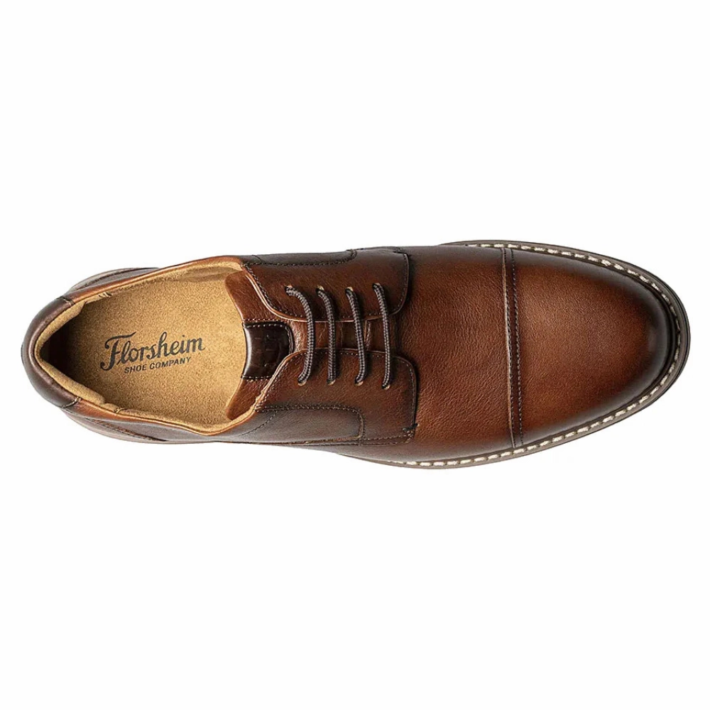 Florsheim Norwalk Plain Toe Brown Crazy Horse Oxford (Men's) Slip Resistant Dress Shoes For Restaurant Workers