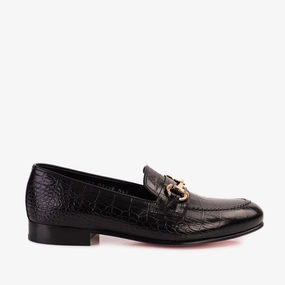 The Monaco Black Leather Men Shoe Bit Loafer Slide On Dress Shoes