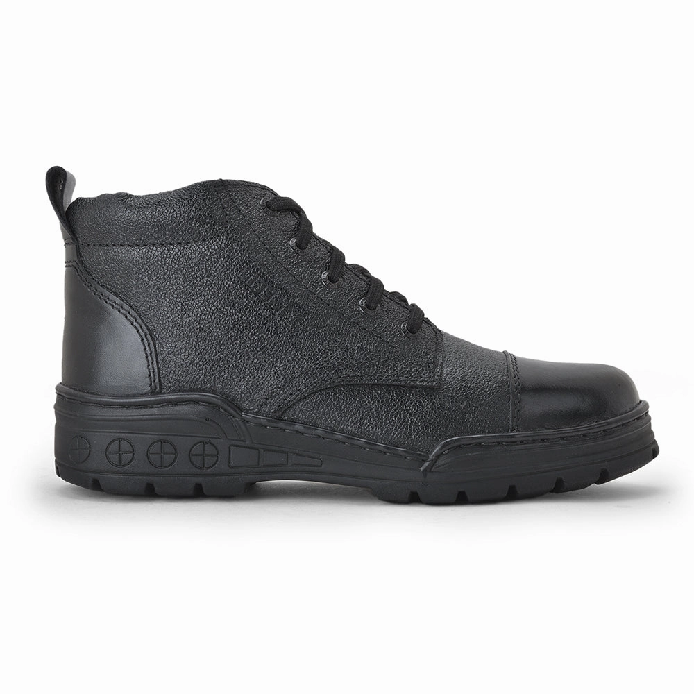 Don Boots Freedom Casual (Black) POLICE Leather High Ankle Boot with ZIP VEER-2 By Liberty