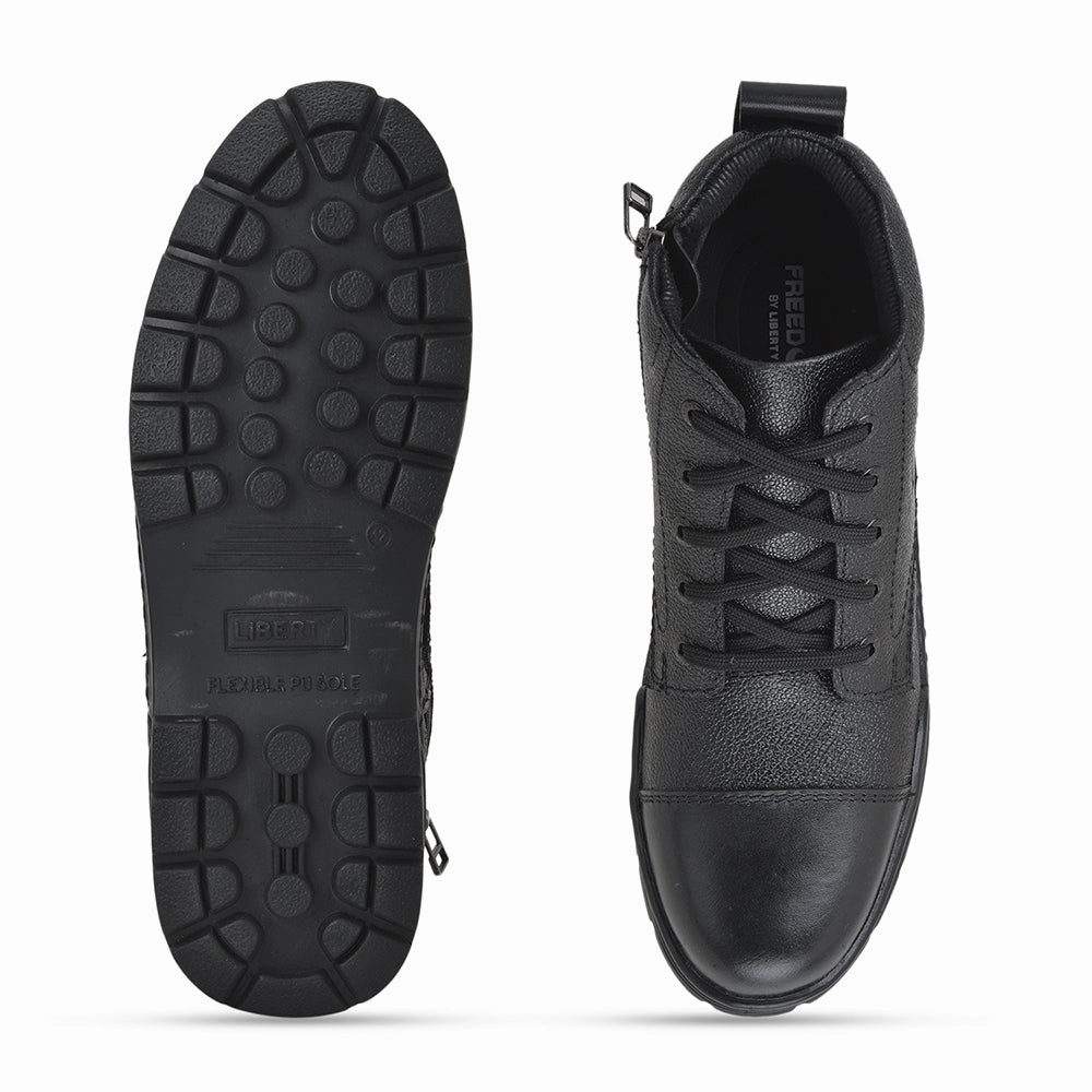 Freedom Casual (Black) POLICE Leather High Ankle Boot with ZIP VEER-2 By Liberty Boots Stores Near Me
