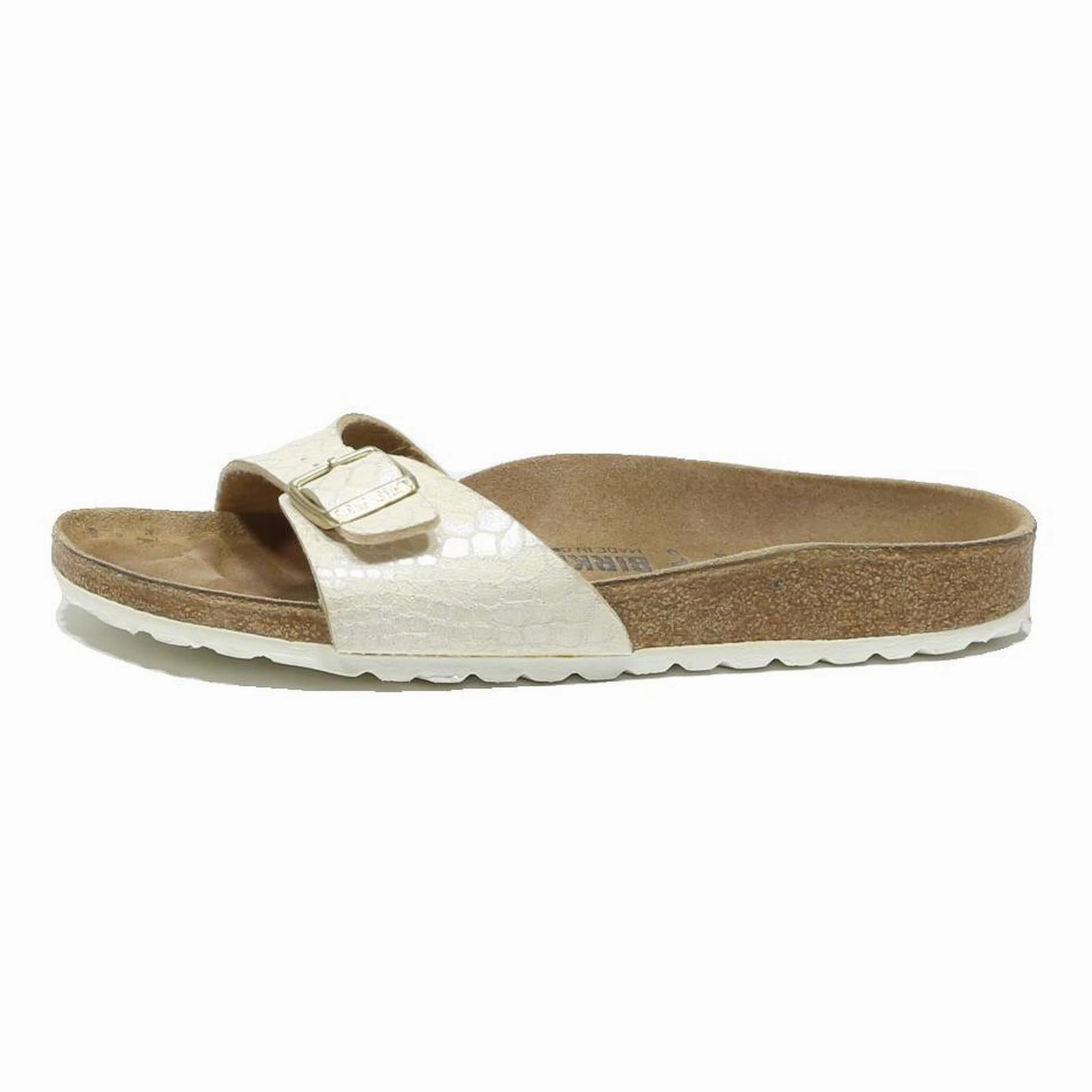 Birkenstock Mayari Sandals BIRKENSTOCK Madrid Womens Leather White Slide Sandals UK 5 Comfortable Footbed