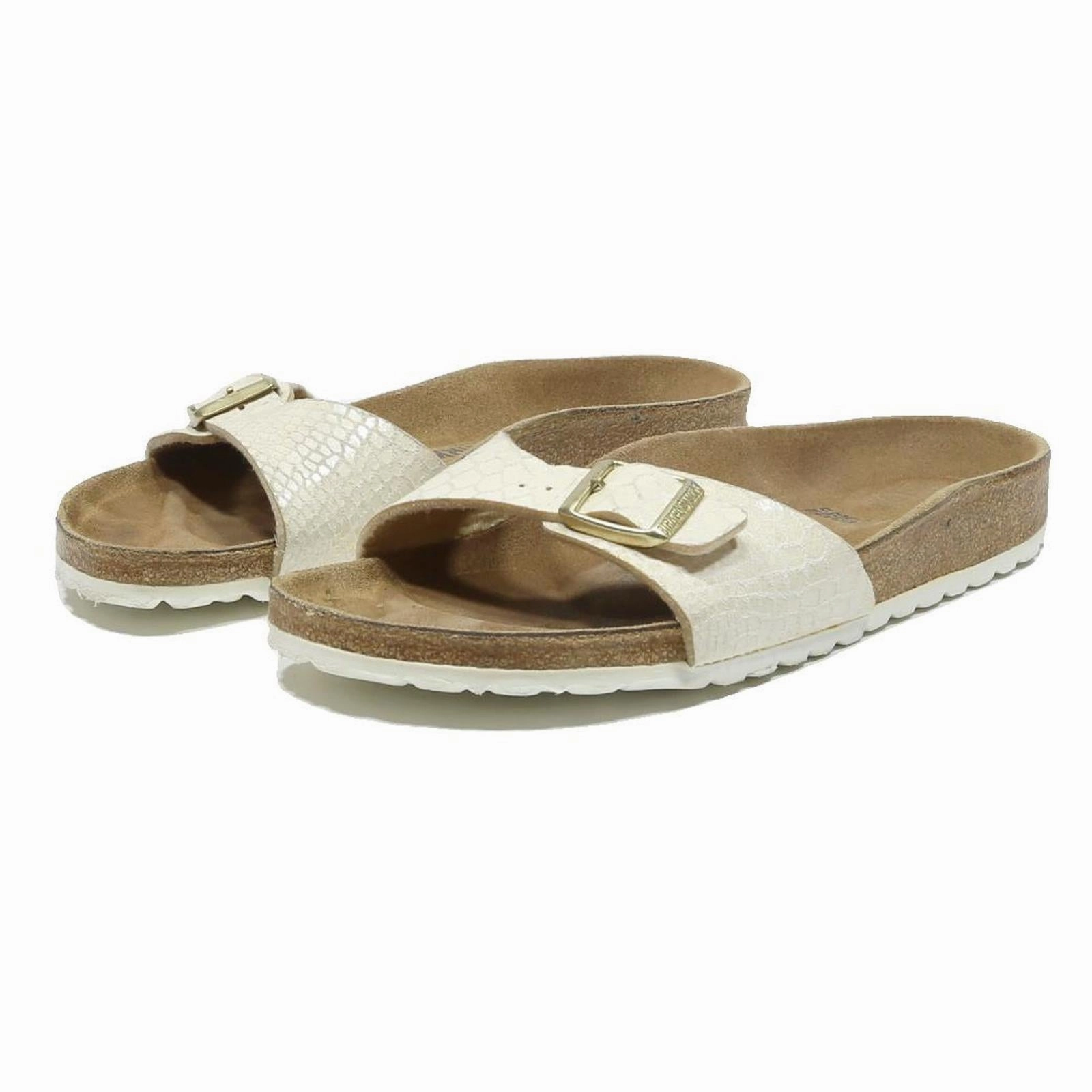BIRKENSTOCK Madrid Womens Leather White Slide Sandals UK 5 Comfortable Footbed Tory Burch Bon Bon Sandals