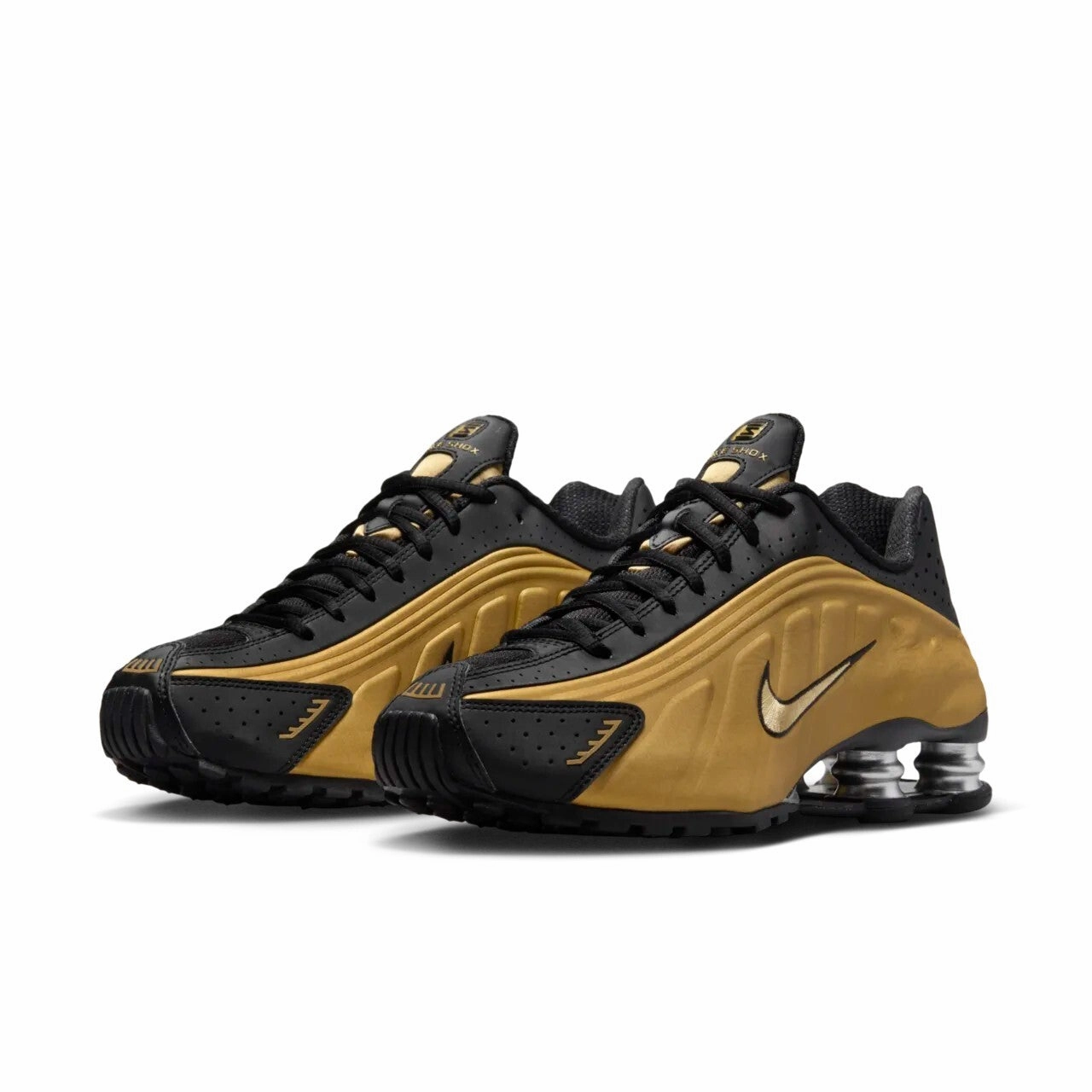 WOMENS NIKE SHOX R4-BLACK/METALLIC GOLD-AR3565-005 Caitlin Clark Nike Shoes