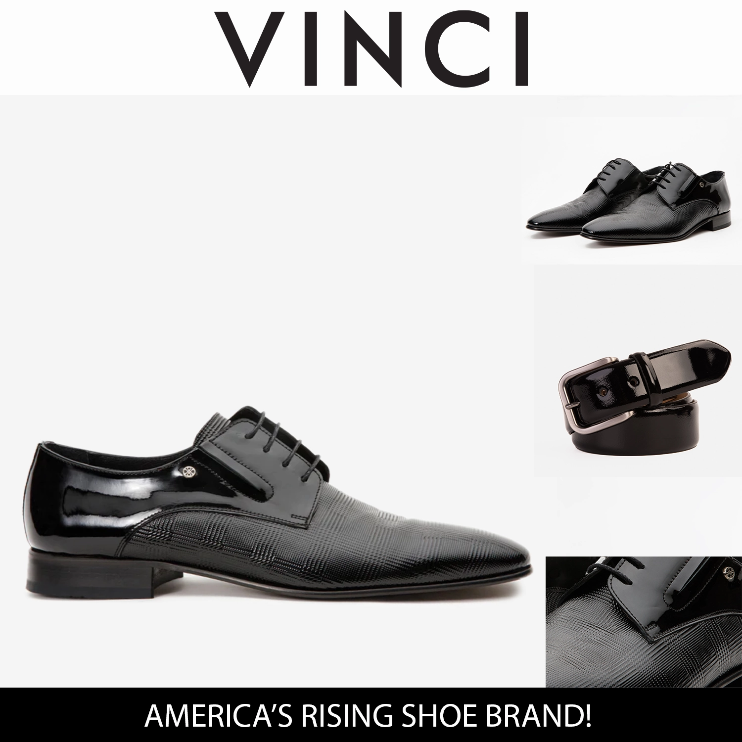 The San Severo Black Patent Leather Derby Men Shoe Dress Shoe Laces For Sale