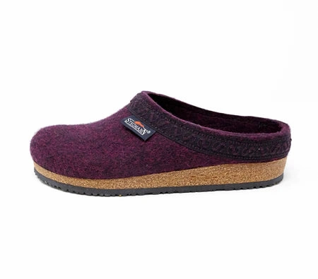 3d Printer Slippers STEGMANN  WOMENS ORIGINAL 108 WOOL CLOG - DARK MAGENTA