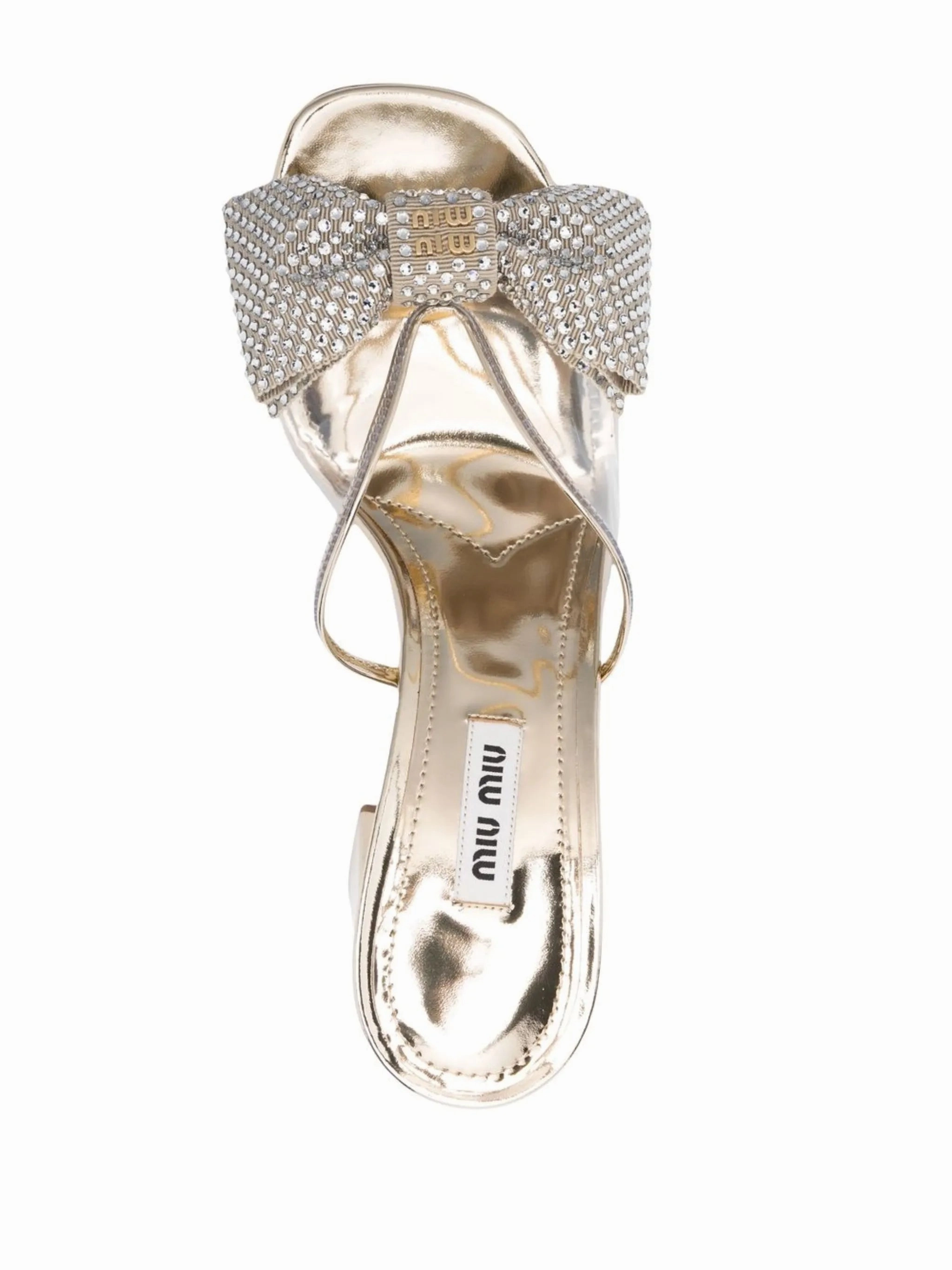 Genuine Leather Sandals crystal-embellished metallic 85mm sandals