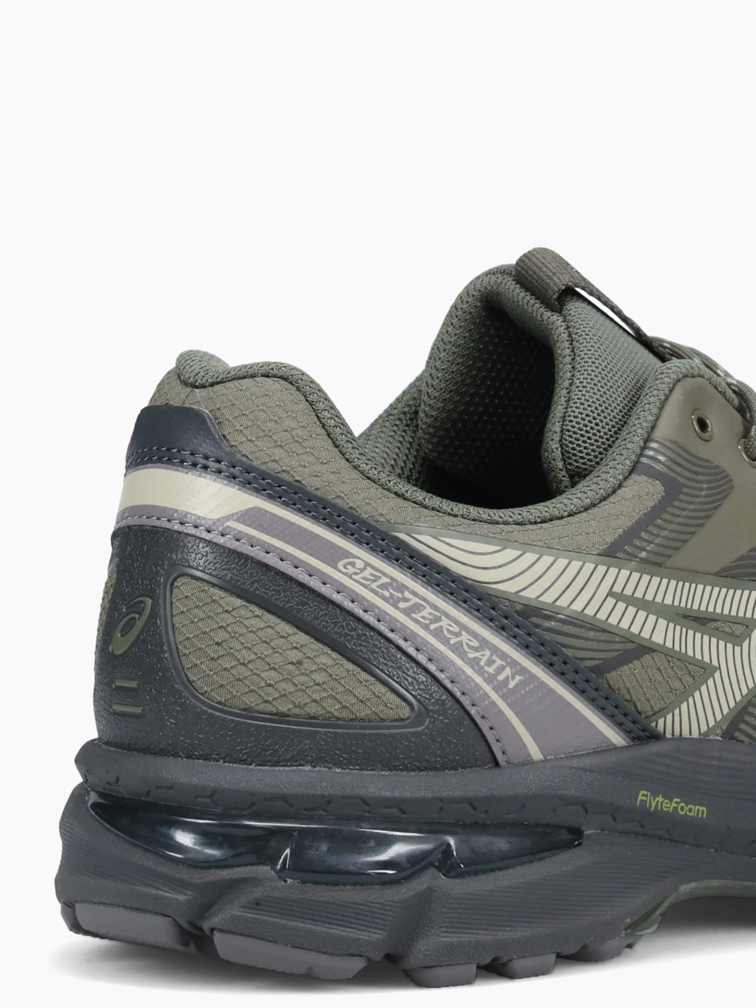 Gelterrain Green Khaki leather Wide Flat Shoes With Arch Support