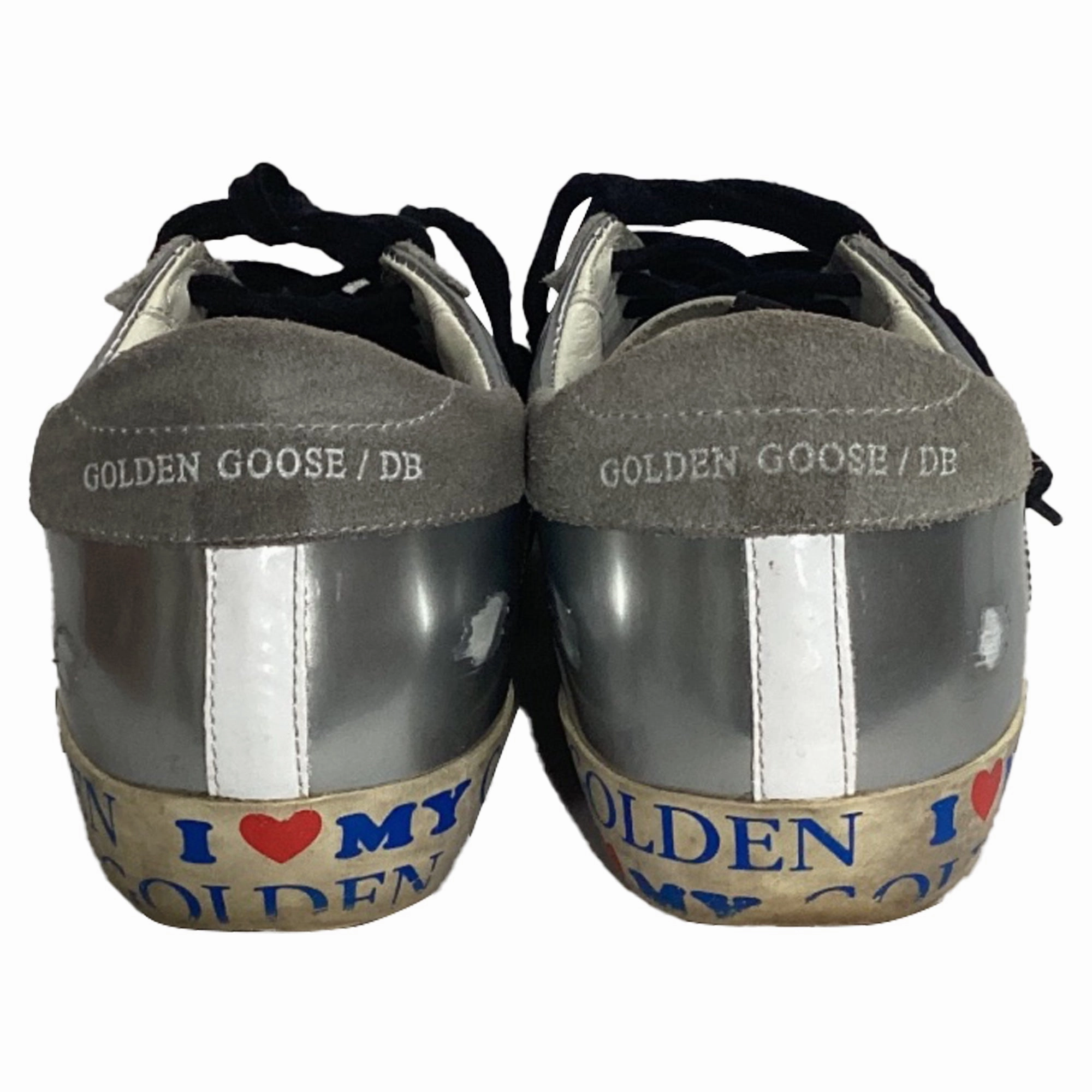 Golden Goose Superstar Love Golden Low Top Sneakers in Silver Leather Retro Sneakers