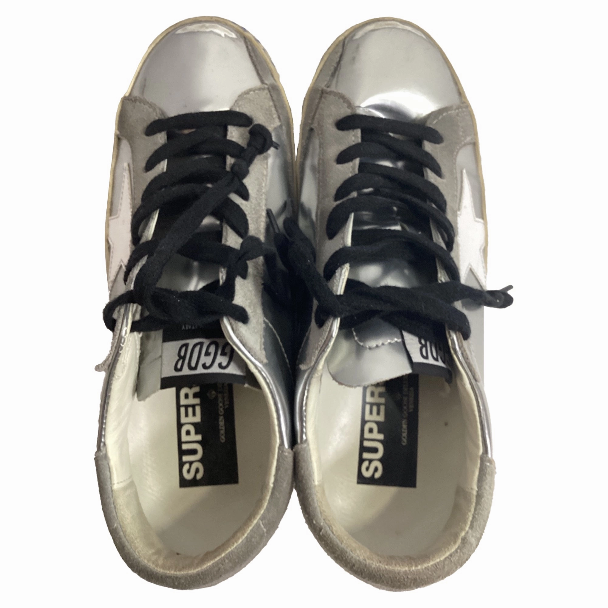 Golden Goose Superstar Love Golden Low Top Sneakers in Silver Leather Originals Samba Sneakers