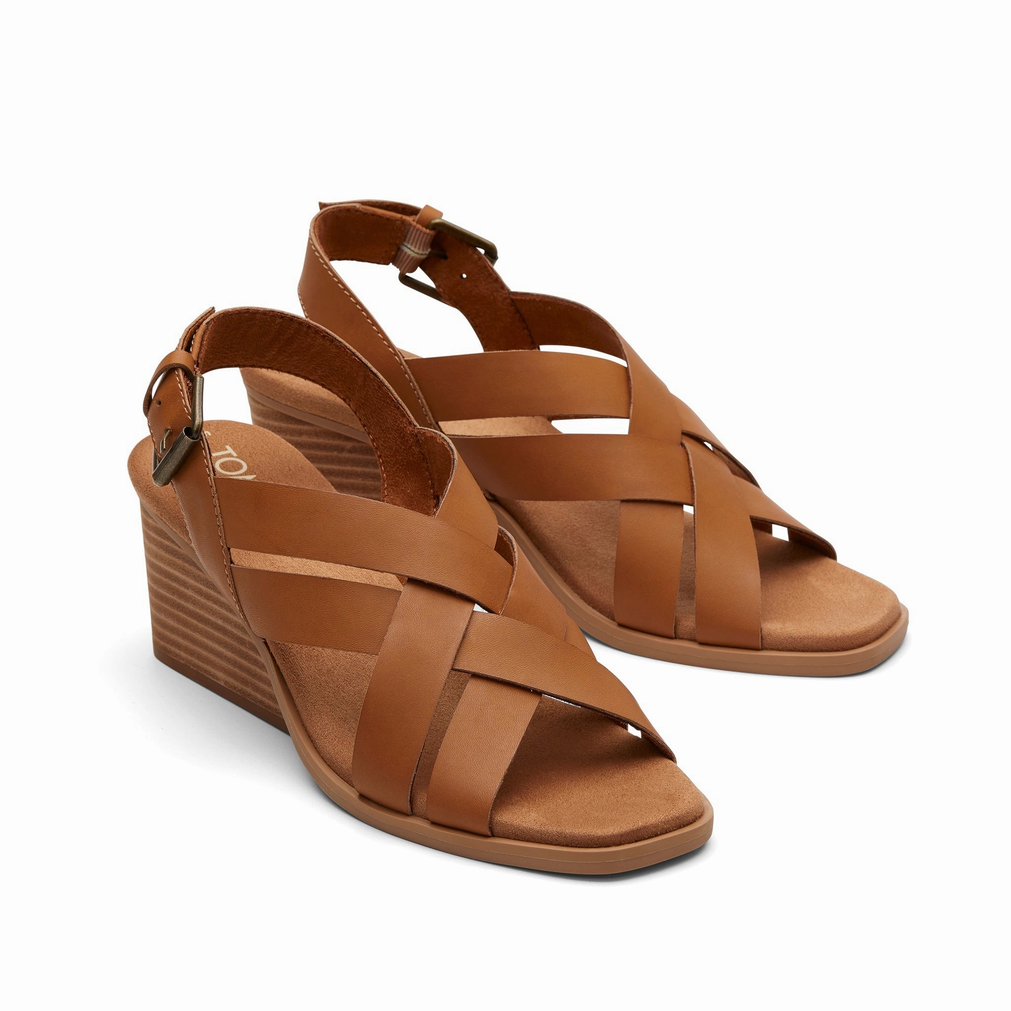Gracie Tan Leather Wedge Sandal Sequin Sandals