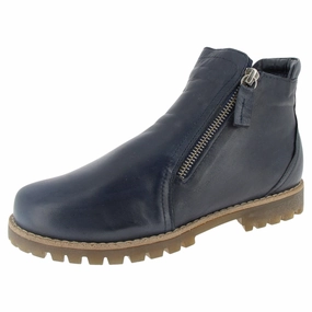 Andrea Conti Izzy 2 Dark Blue Leather Boot (Women's) Jungle Boots
