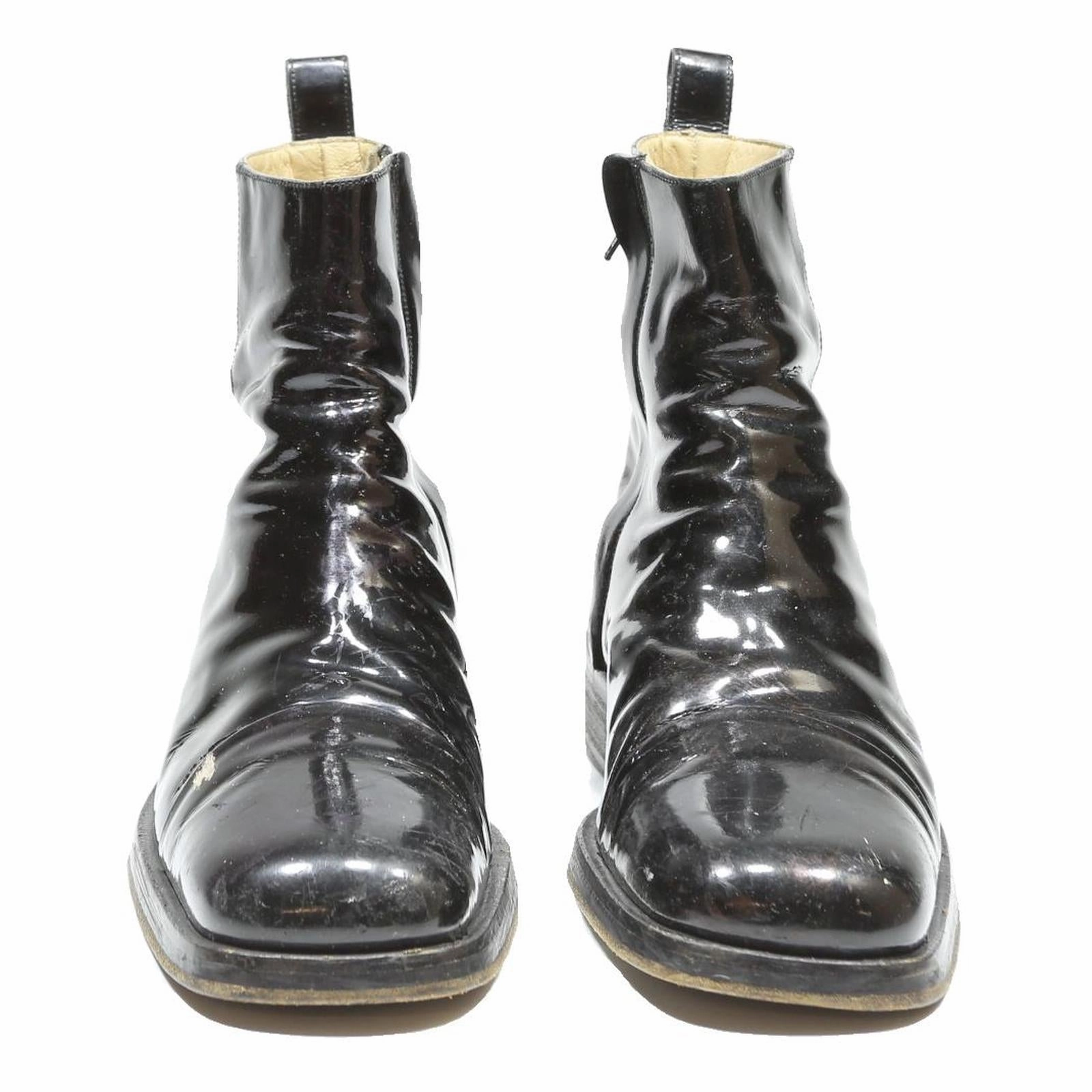 GUCCI Mens Black Leather Ankle Boots UK 7.5 Designer Zip-Up Footwear Shoe Rack For Boots