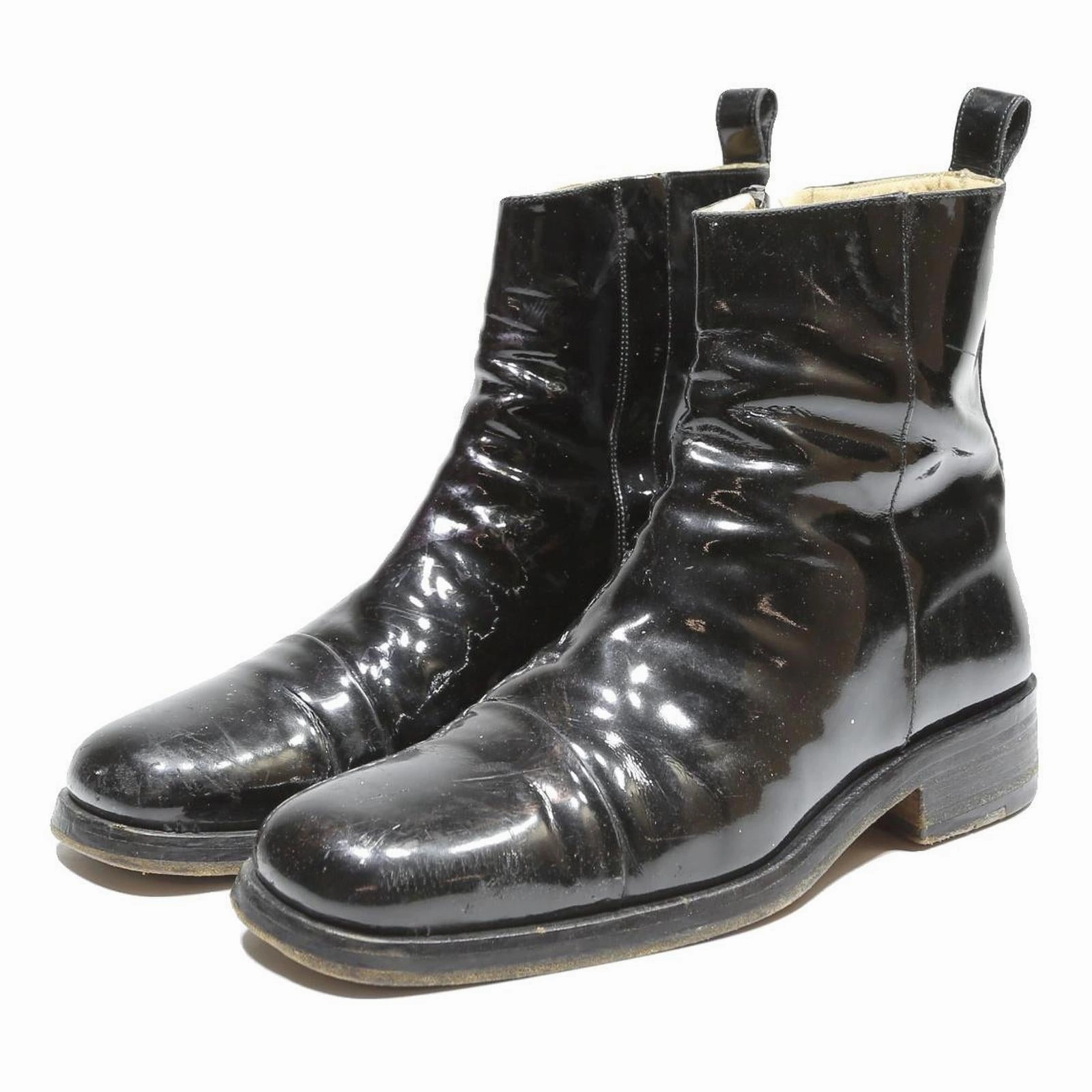 Boots Soccer GUCCI Mens Black Leather Ankle Boots UK 7.5 Designer Zip-Up Footwear