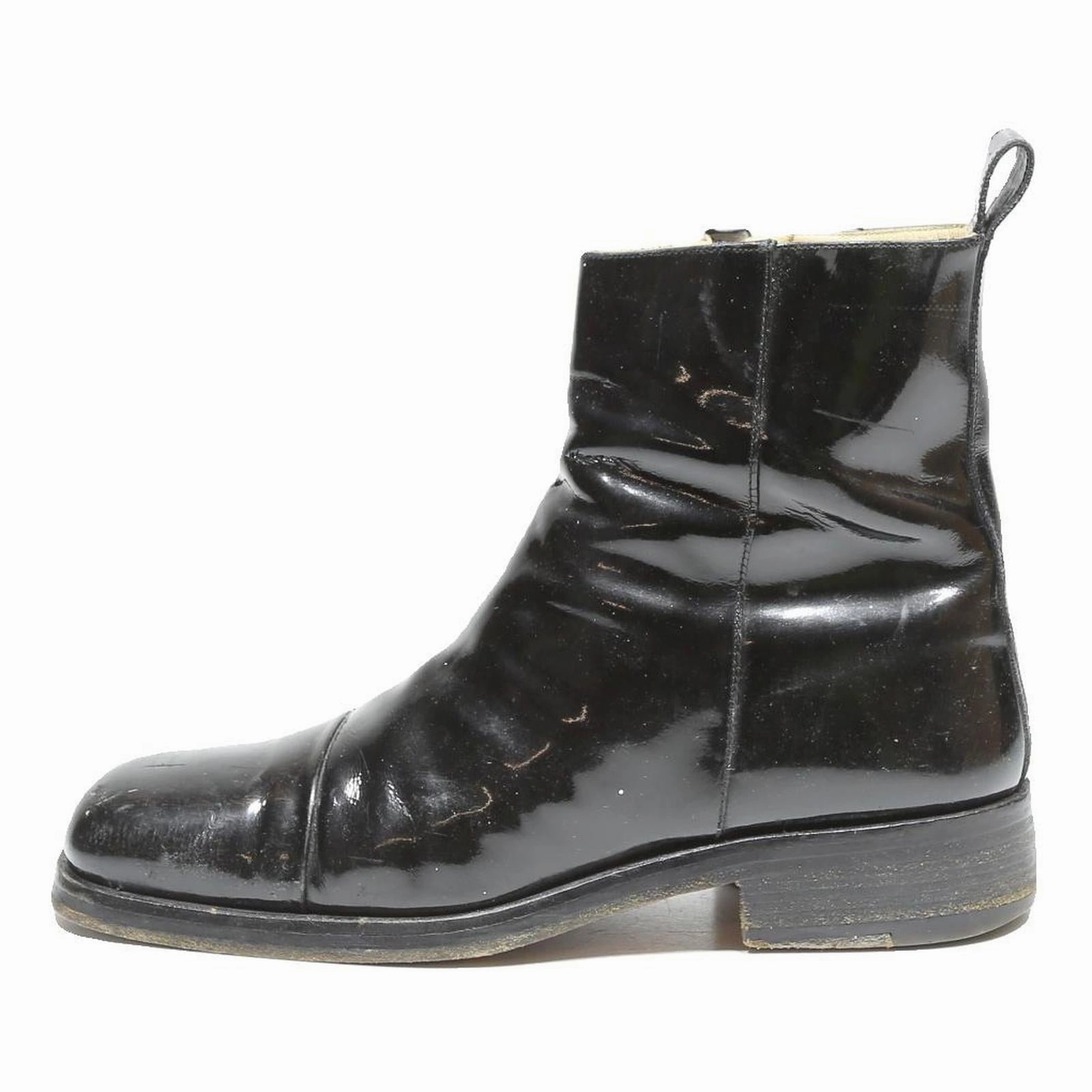 GUCCI Mens Black Leather Ankle Boots UK 7.5 Designer Zip-Up Footwear Surplus Boots