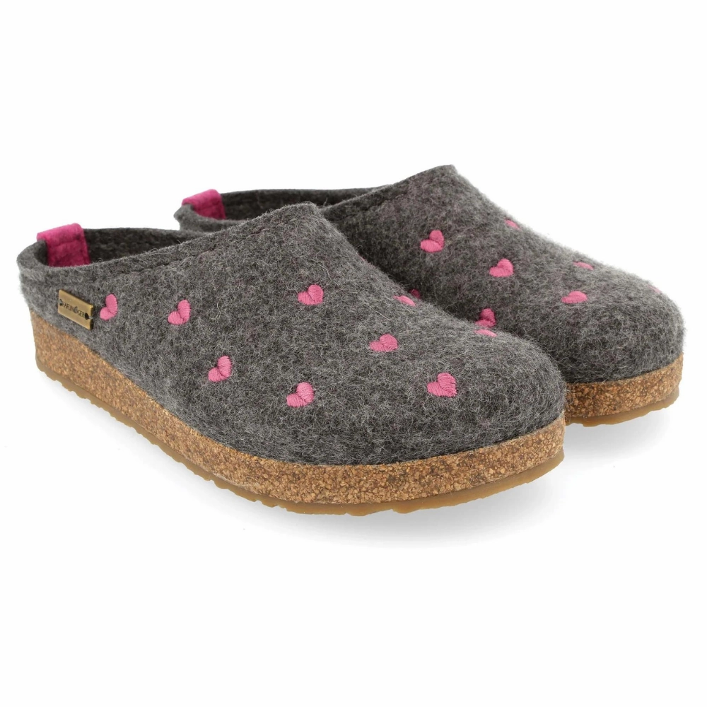 Ballet Slippers Nail Polish Haflinger Cuoricini Grey Wool Slipper (Women's)