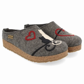 Haflinger Micini Grey Wool Slipper (Women's) Ballet Slippers Cartoon