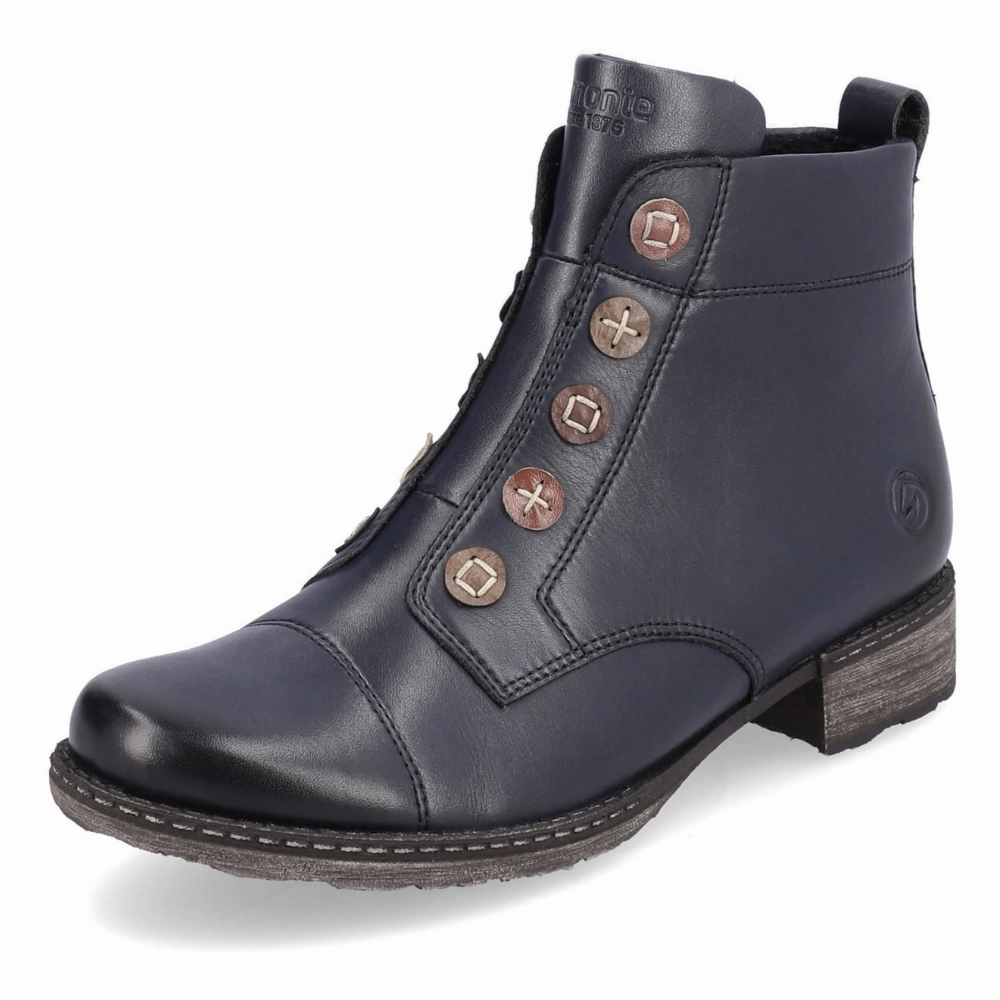 Brown Knee High Boots With Heel Remonte D4392 Chandra 92 Navy Leather Bootie (Women's)
