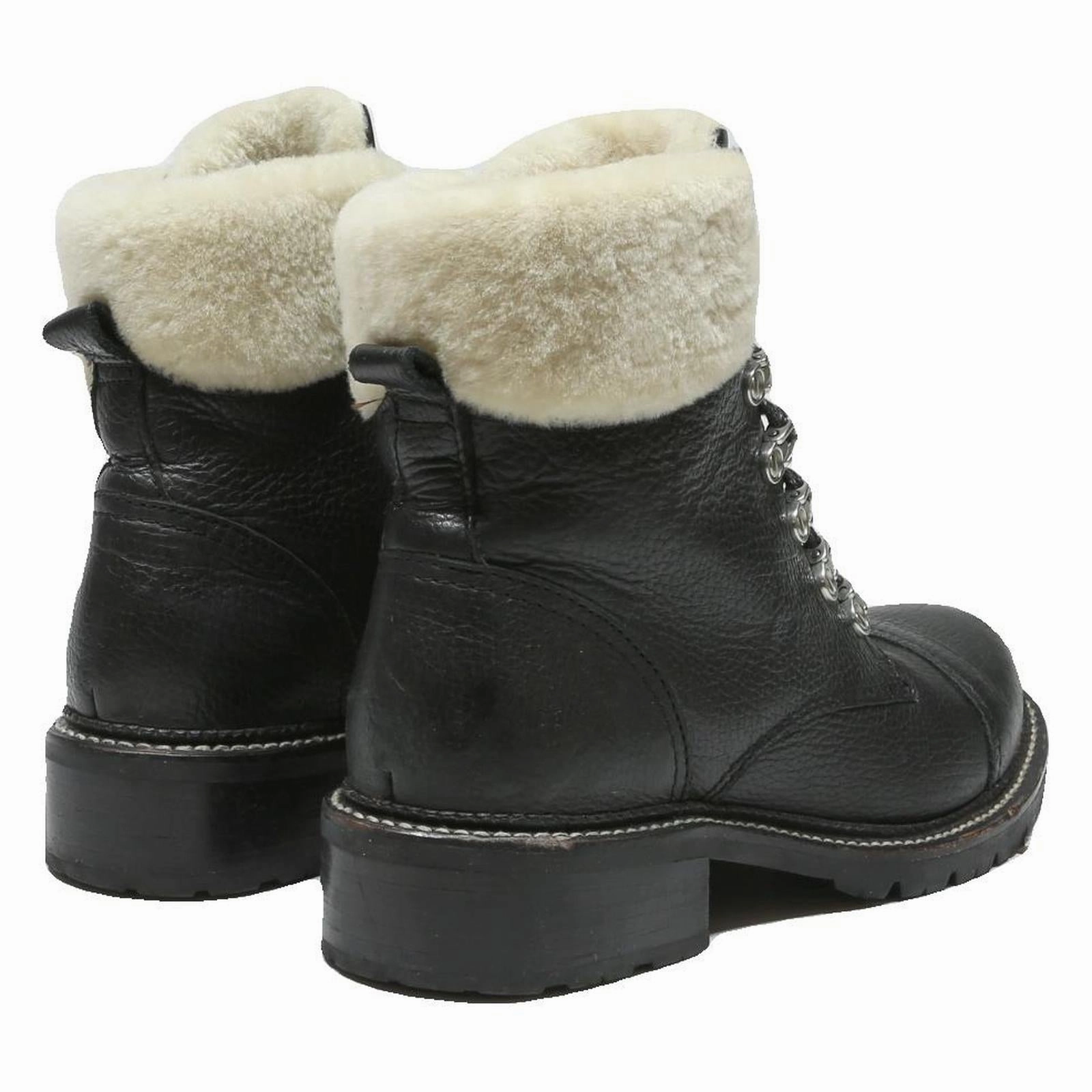 FRYE Womens Lace-Up Combat Boots Black Leather UK 8.5 Rugged Fold-Over Collar Western Boots Near Me