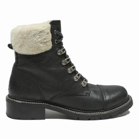 FRYE Womens Lace-Up Combat Boots Black Leather UK 8.5 Rugged Fold-Over Collar Cheap Knee High Boots